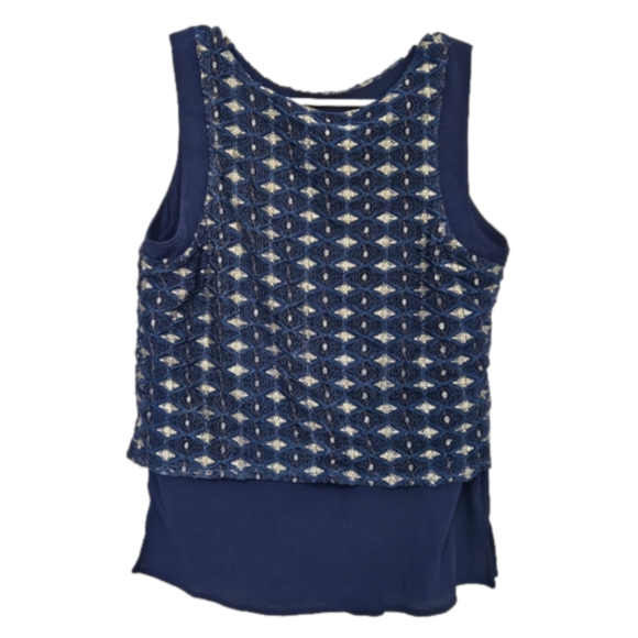 En Elle Mixed Media Tank Top Blouse Medium - Picture 2 of 8